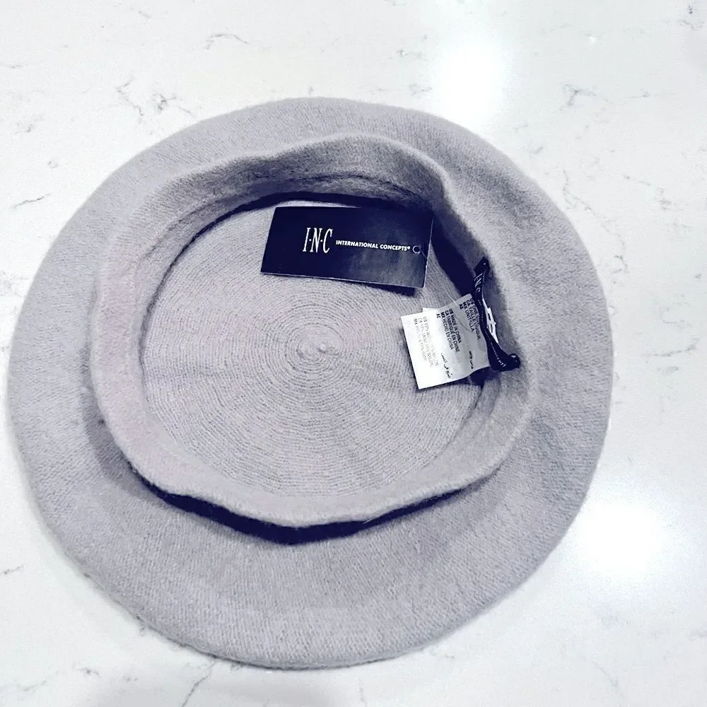NWT INC International Concepts Solid Beret, hat beanie for women’s in Grey